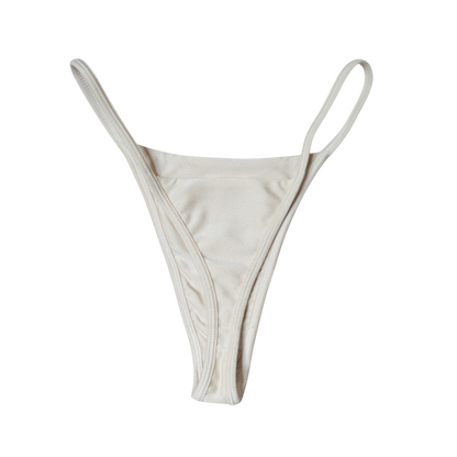 Cream Aláti Ola high-cut thong bikini bottom, back flat-lay, with thong rear