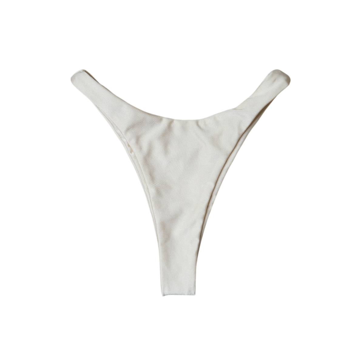Cream Aláti Delfini high-cut thong bikini bottom, back flat-lay, with thong rear