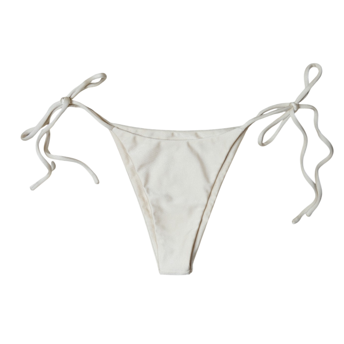 Cream Aláti Paraiso tie-side bikini bottom, front flat-lay, with knotted side ties