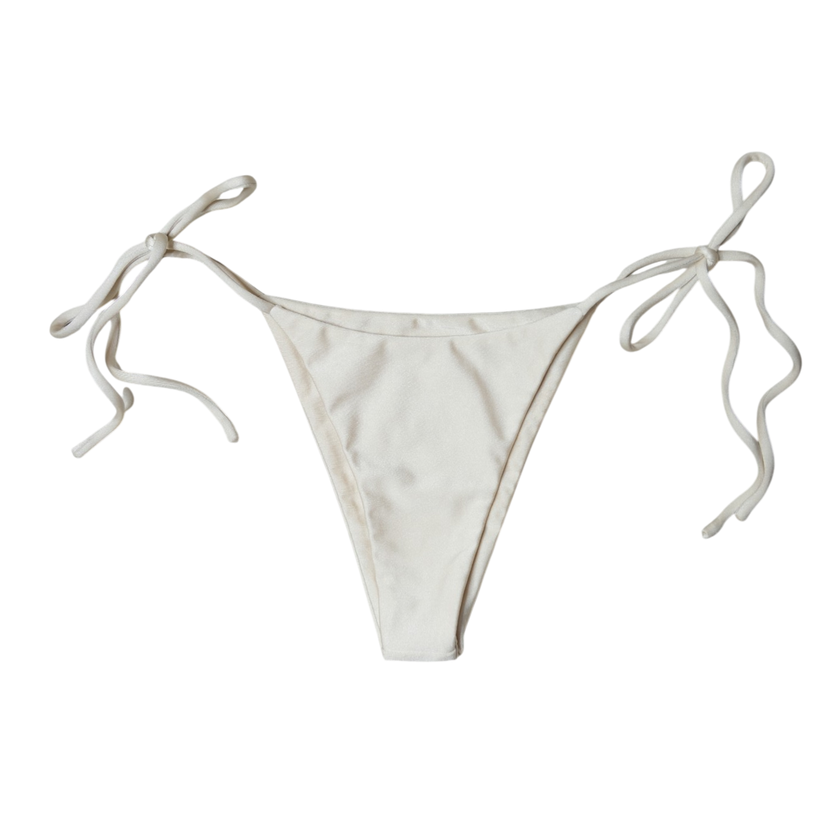 Cream Aláti Paraiso tie-side bikini bottom, front flat-lay, with knotted side ties