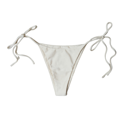Cream Aláti Paraiso tie-side bikini bottom, front flat-lay, with knotted side ties
