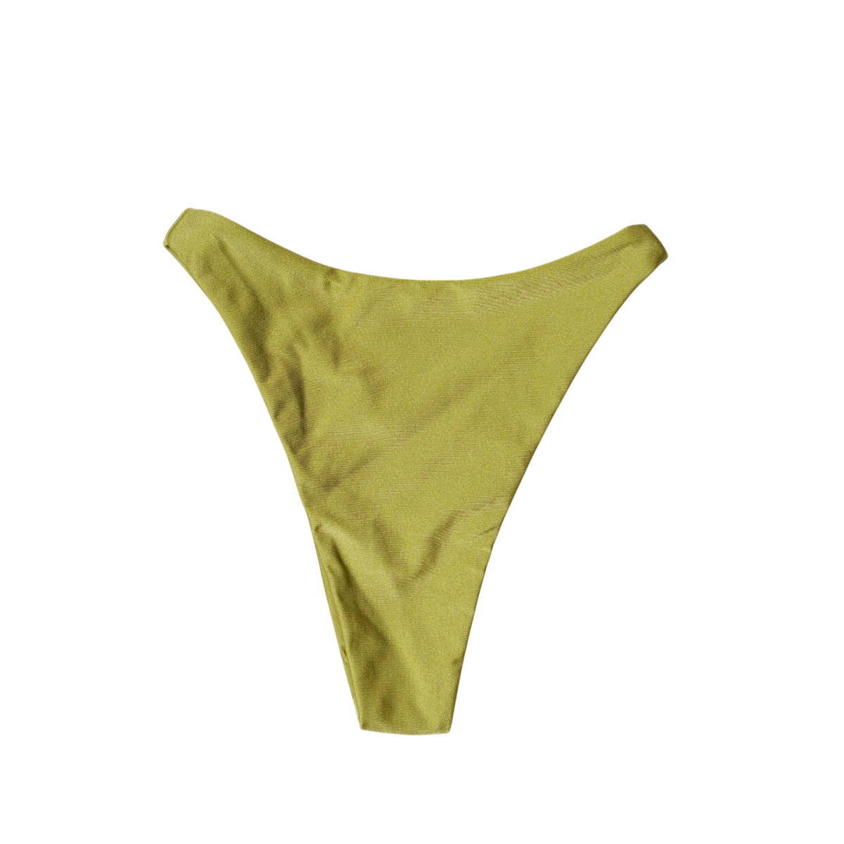 Olive Palma Brisa high-cut bikini bottom, back flat-lay, with cheeky coverage
