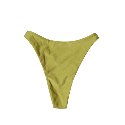 Olive Palma Brisa high-cut bikini bottom, back flat-lay, with cheeky coverage