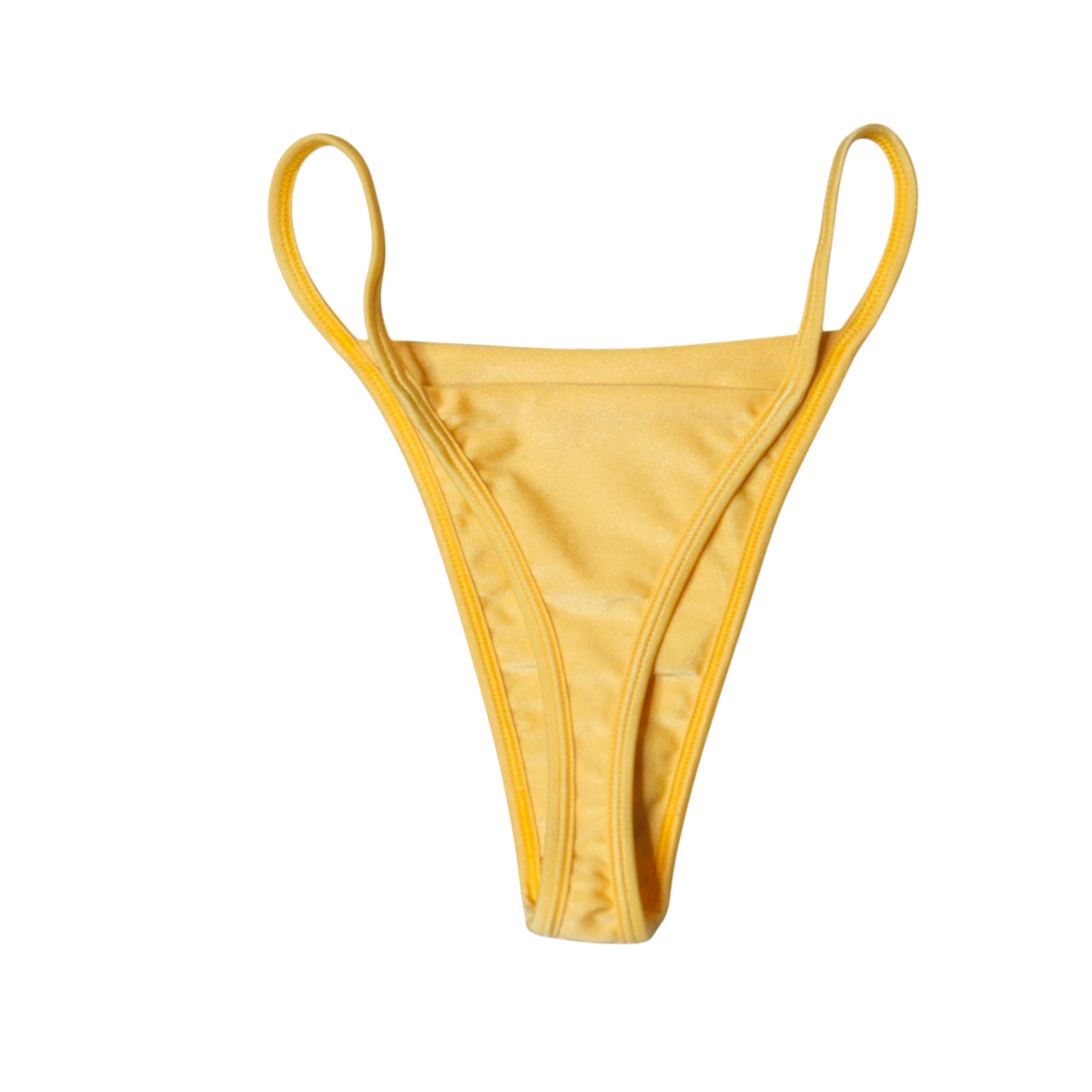 Yellow Citrine Ola high-cut thong bikini bottom, back flat-lay, with thong rear